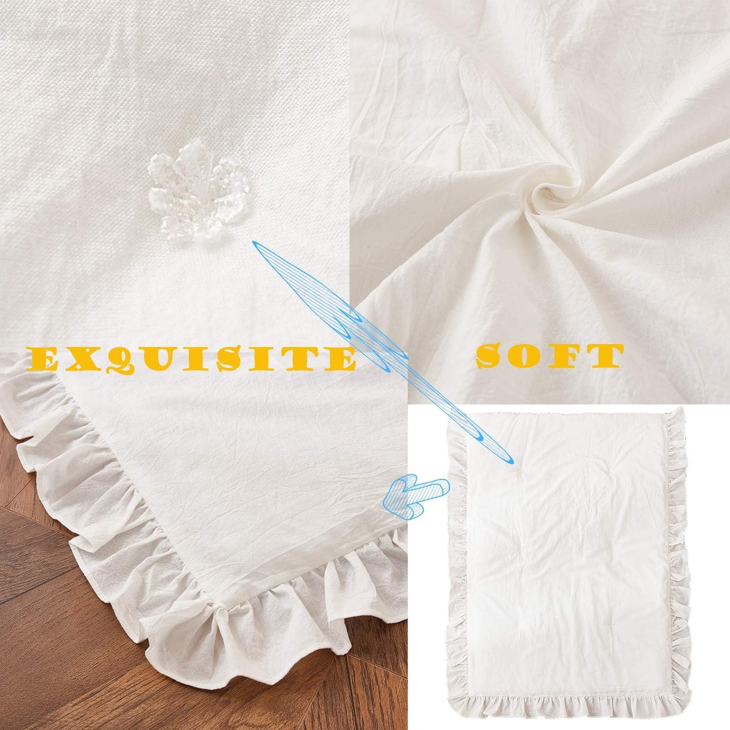 Farmhouse Crib Bedding Sets for Girls and Boys | 3 Piece Nursery Set White| Baby Comforter, Fitted Crib Sheet, Crib Skirt Included,100% Washed Cotton