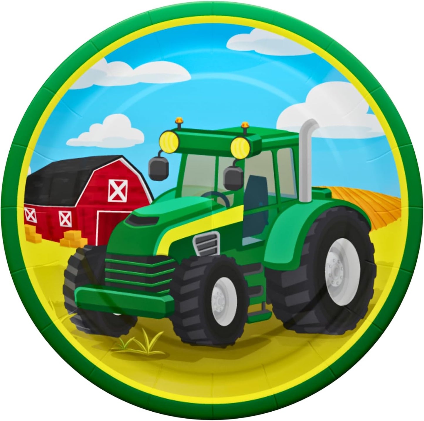 Tractor Standard Party Supplies Pack (100 Pieces for 16 Guests) - Tractor Birthday Party Supplies, Tractor Plates and Napkin, Tractor Decorations, Farm Animal Party, Baby Shower,