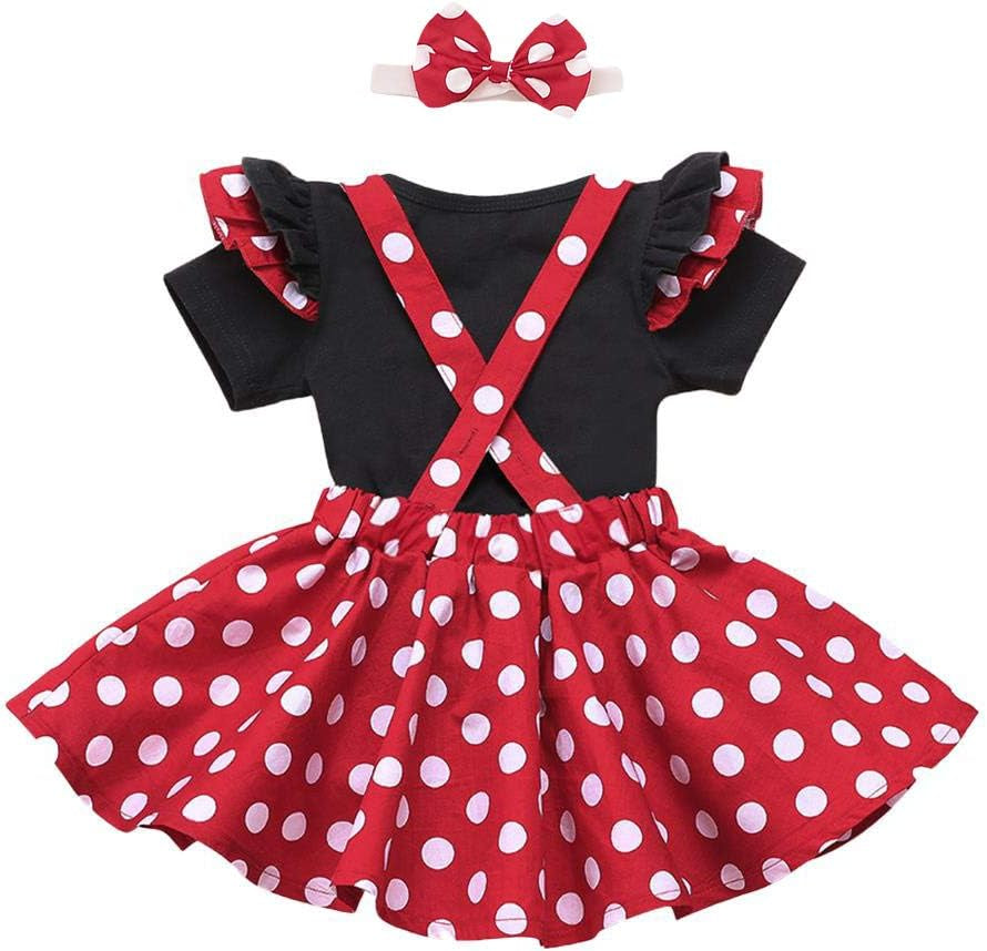Polka Dots Tutu Costume for Baby Girl Princess 1St Birthday Party,Dress up W/Overall Suspender Skirt,Headband