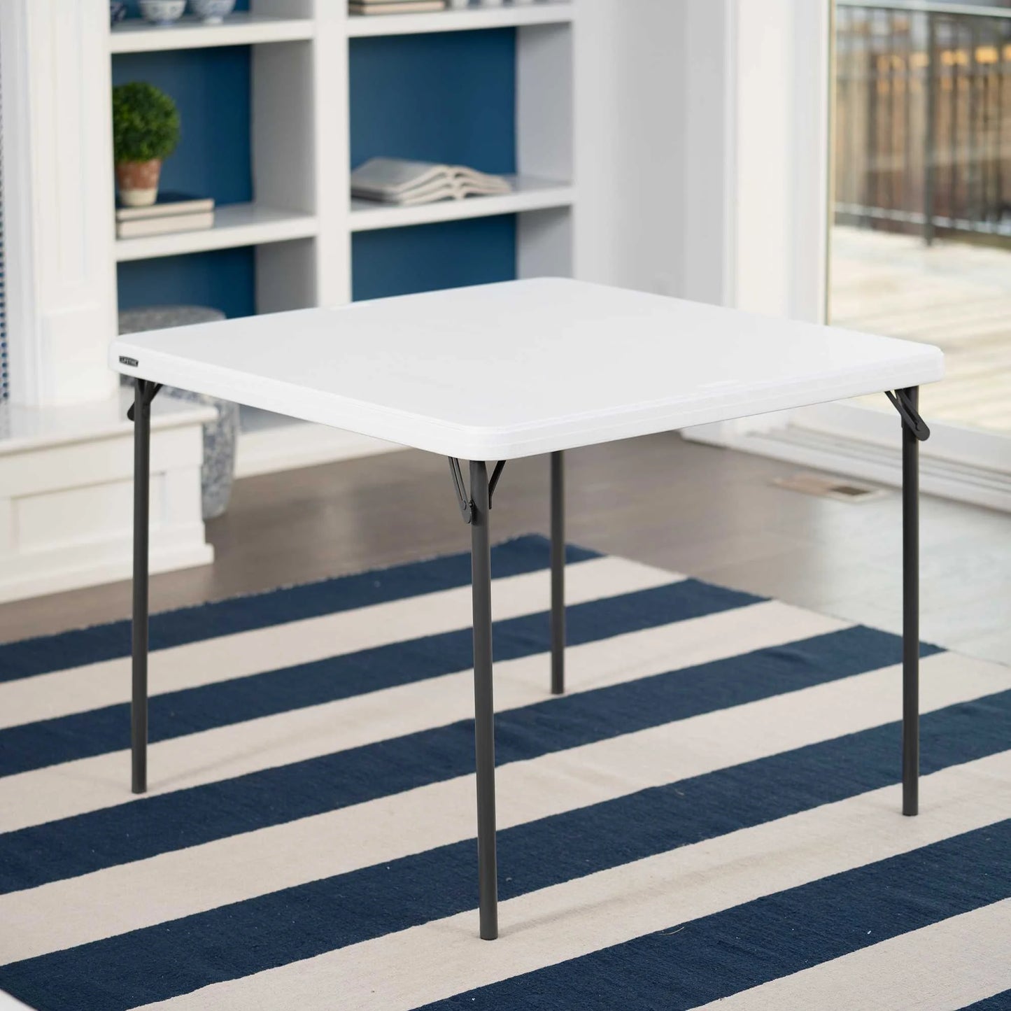 37 Inch Square Folding Table, Indoor/Outdoor Commercial Grade, White Granite (80783)