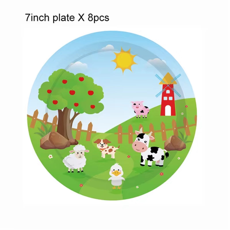 Farm Cow Theme Birthday Party Animal Party Cow Decoration Disposable Cups Plates Flags Tablecloth Baby Shower Balloon Decoration