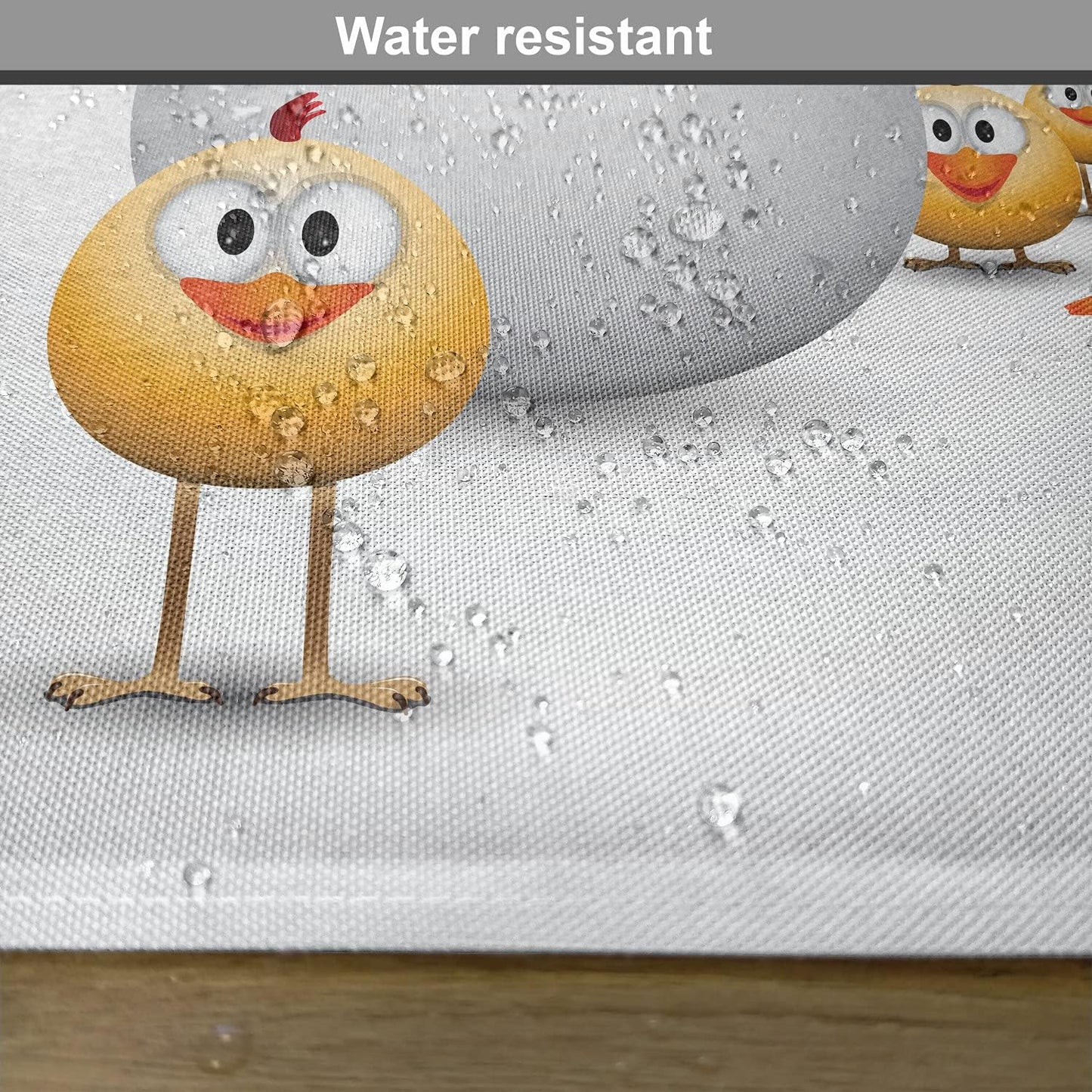 Easter Place Mats Set of 4, Happy Chicks Emerging Out of a Cracked Egg Funny Cartoon Style Animals, Washable Fabric Placemats for Dining Table, Standard Size, Orange Yellow