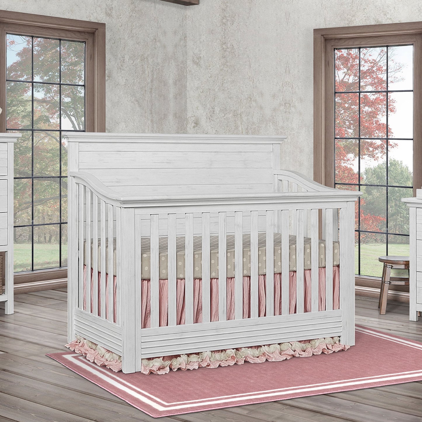 Waverly 5-In-1 Full Panel Convertible Crib, Weathered White