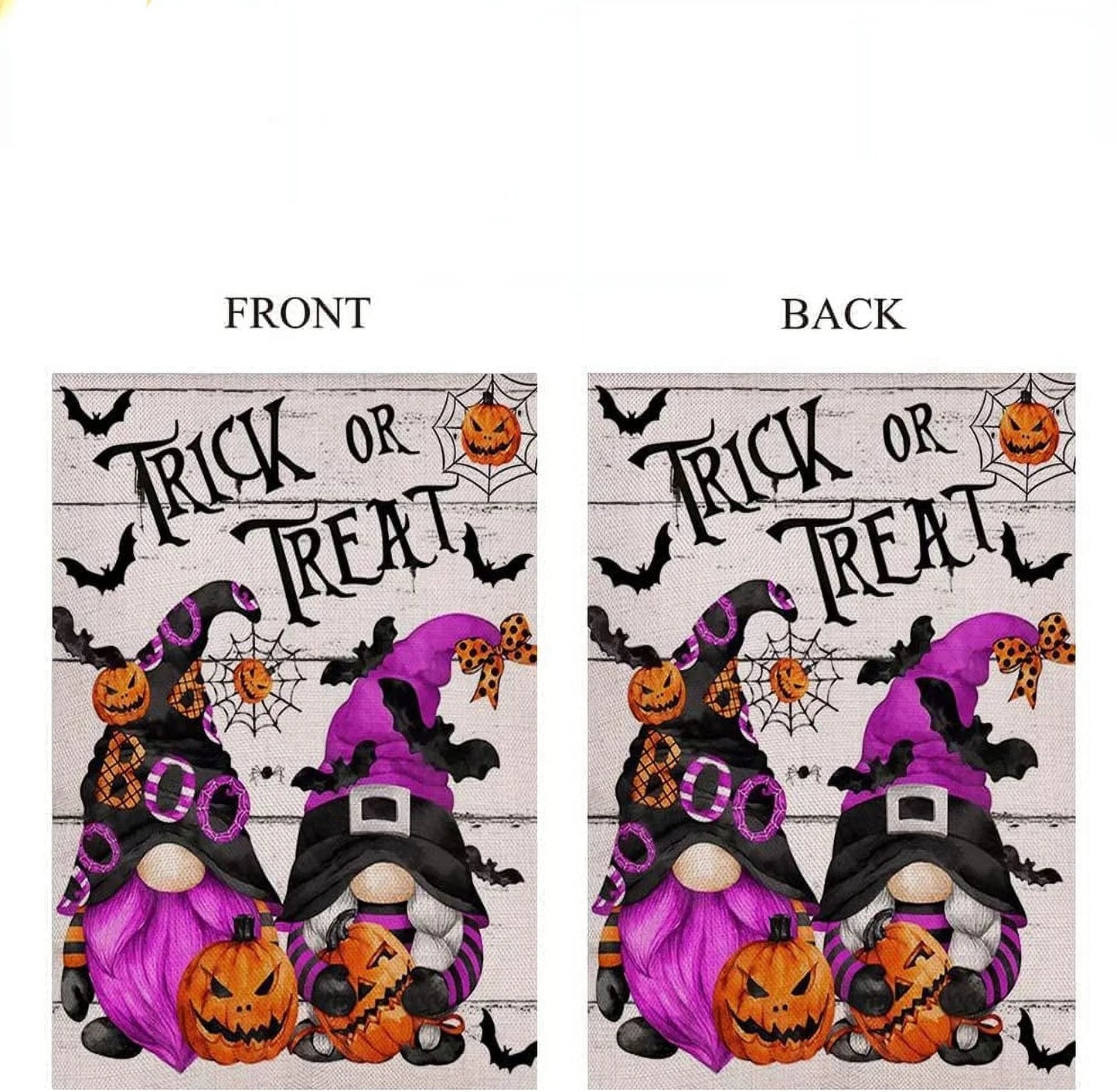 Halloween Garden Flag 12 X 18 Double Sided, Double-Sided Purple Gnomes Garden Flags Stripe Vertical Burlap, Halloween Yard Flag Outdoor Decorations