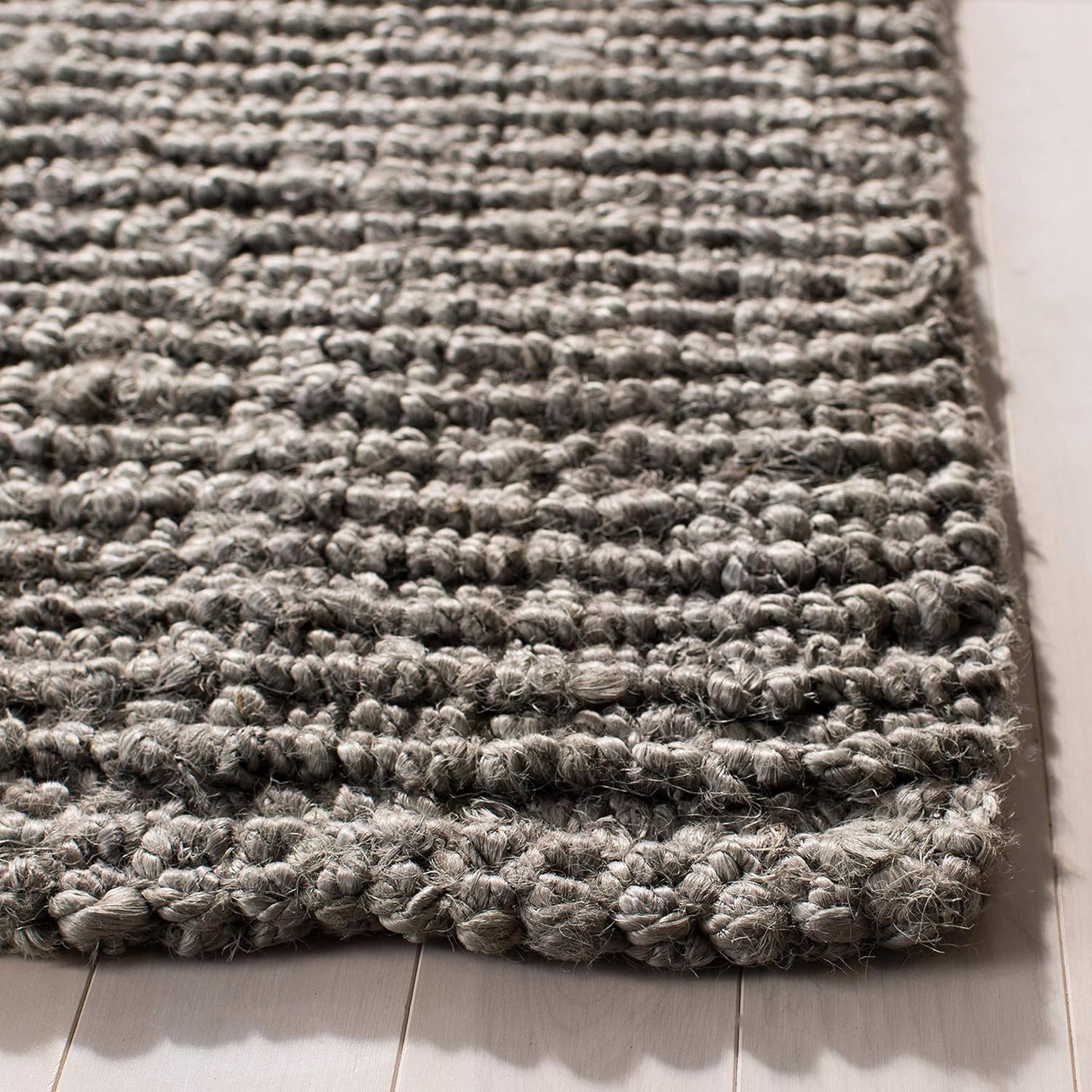 Natural Fiber Collection Runner Rug - 2'6" X 8', Light Grey, Handmade Chunky Textured Jute 0.75-Inch Thick, Ideal for High Traffic Areas in Living Room, Bedroom (NF447G)