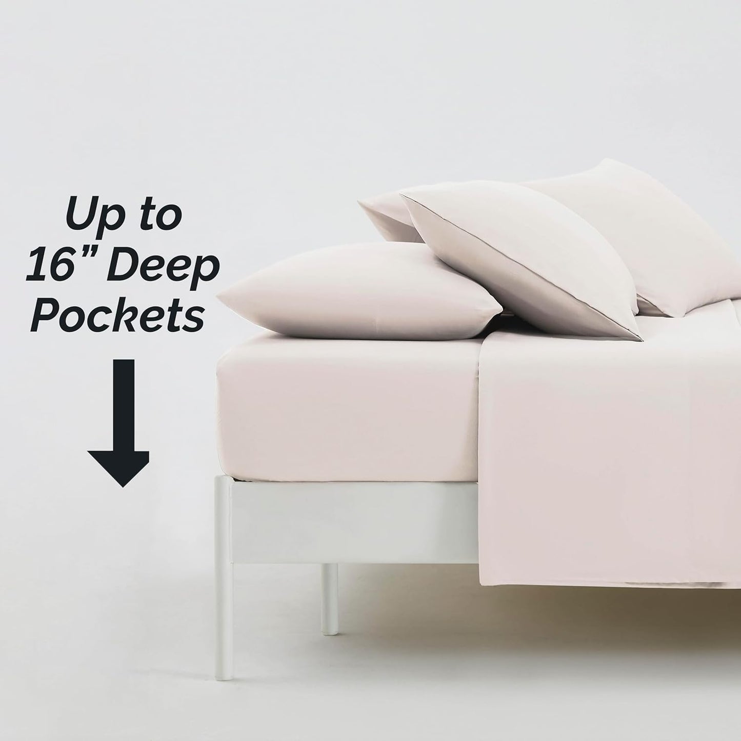 Premium Collection, 6-Piece, Deep Pocket Sheet Set, Easy Care, Shrinkage Free Sheet Set with 1 Flat Sheet, 1 Fitted Sheet, 4 Pillowcases, Bone, Full