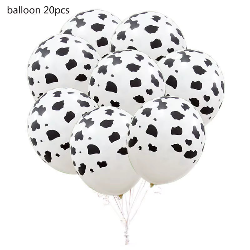 Farm Cow Theme Birthday Party Animal Party Cow Decoration Disposable Cups Plates Flags Tablecloth Baby Shower Balloon Decoration
