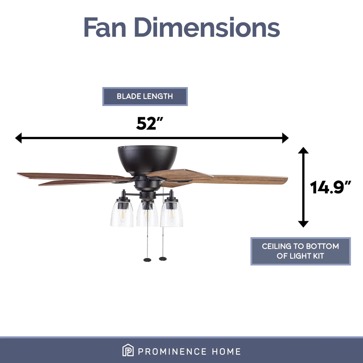 Arthur 52" Bronze Farmhouse Flushmount Ceiling Fan with 5 Blades, Remote & Reverse Airflow