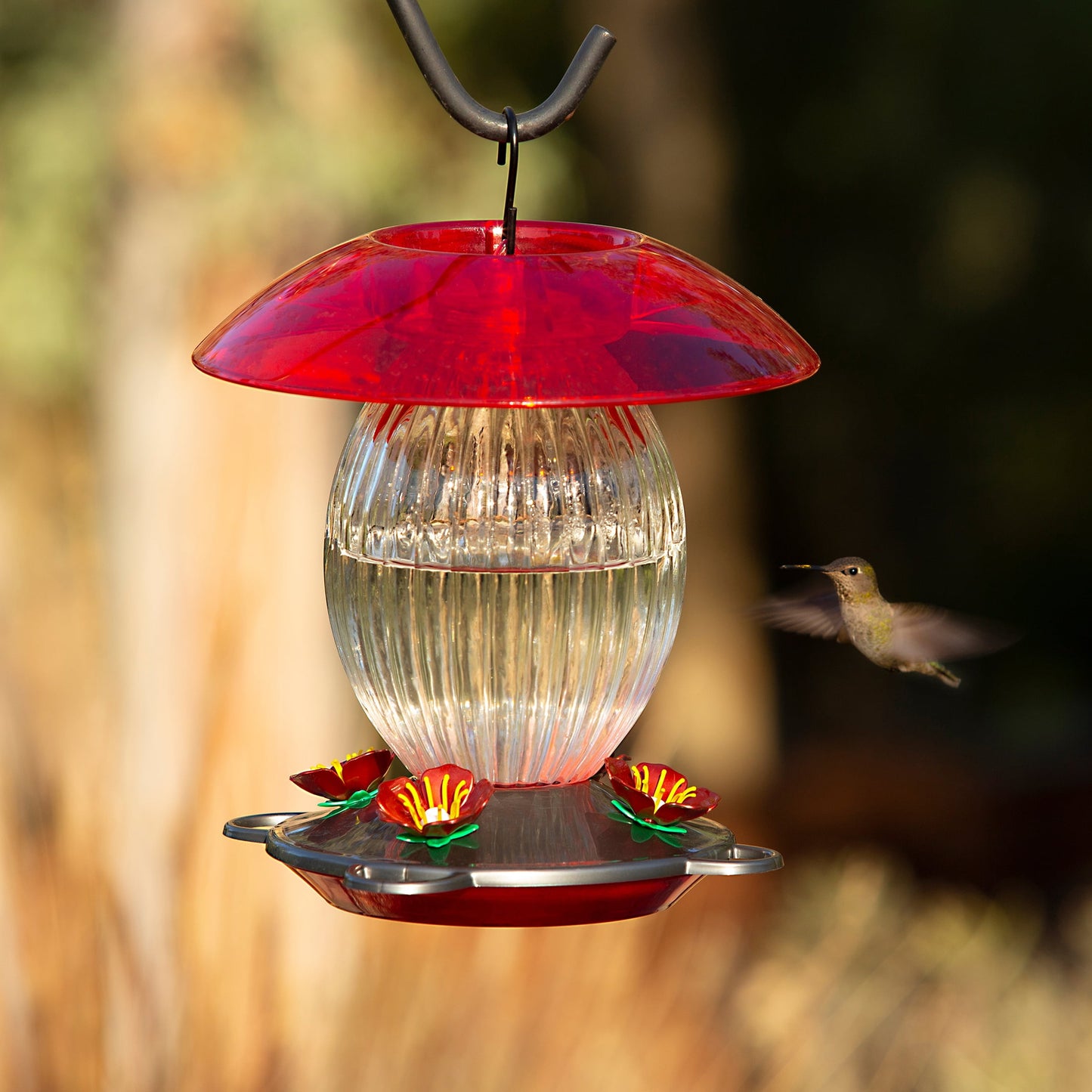 Jubilee Glass Bottle Hummingbird Feeder, 20 Oz Nectar Capacity, Clear