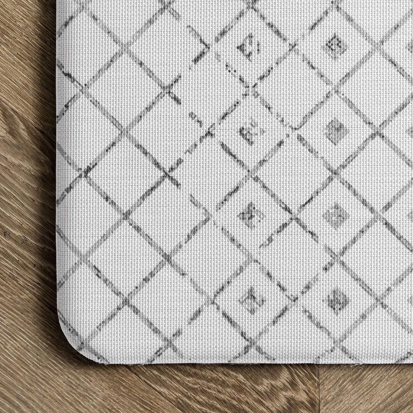 Moroccan Blythe anti Fatigue Kitchen or Laundry Room Comfort Mat, 2X3, Light Grey