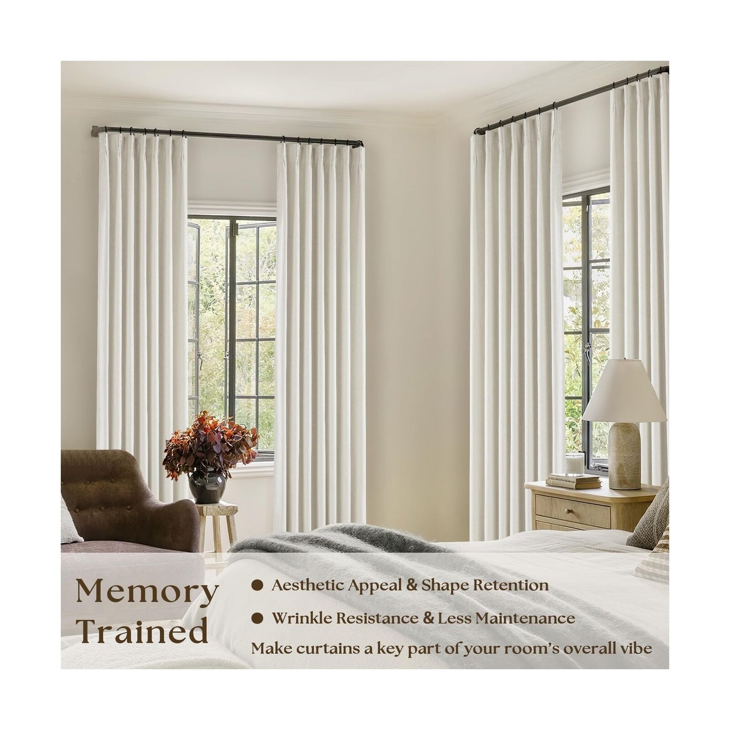 Natural Cream Linen Black Out Curtains 120 Inch Long for Living Room Bedroom ...