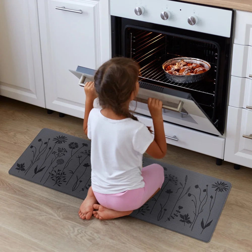 Kitchen Mats Set of 2, Non Slip Anti-Fatigue Rugs for Kitchen, Office, 17"X47" and 17"X29", Dark Gray
