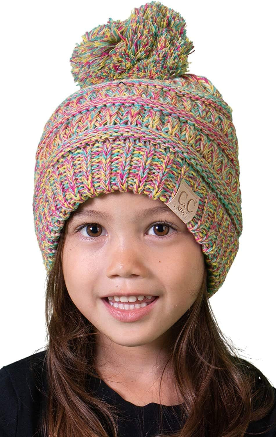 Cozy Toddler Cable Knit Pom Beanie - Warm Winter Hat for Kids