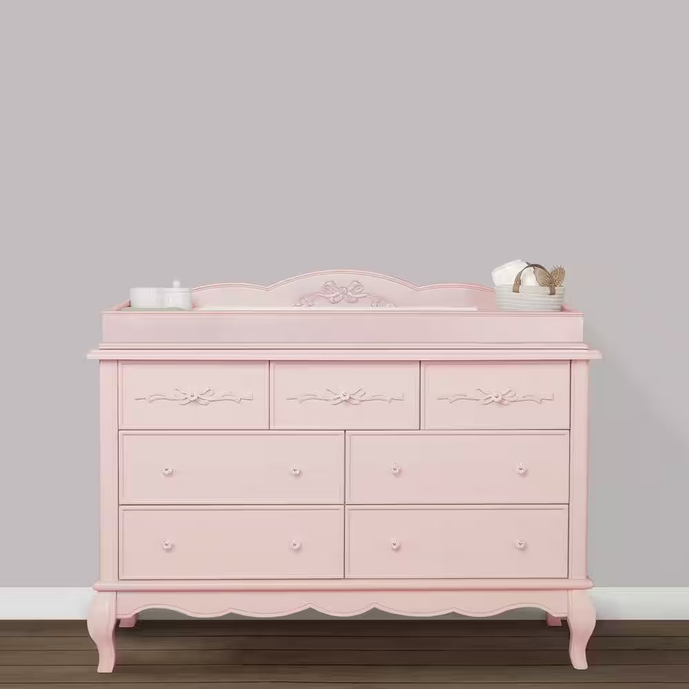 Aurora Blush Pink Changing Tray Full Assembly I Lasting Quality I Intricate Ribbon Bow Scrollwork