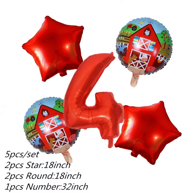 Baby Shower Farm Animals Theme Party Favors Decorations with Balloon Cartoon Disposable Tableware Sets Birthday Party Supplies