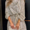 Sequin Tie Waist Long Sleeve Mini Dress