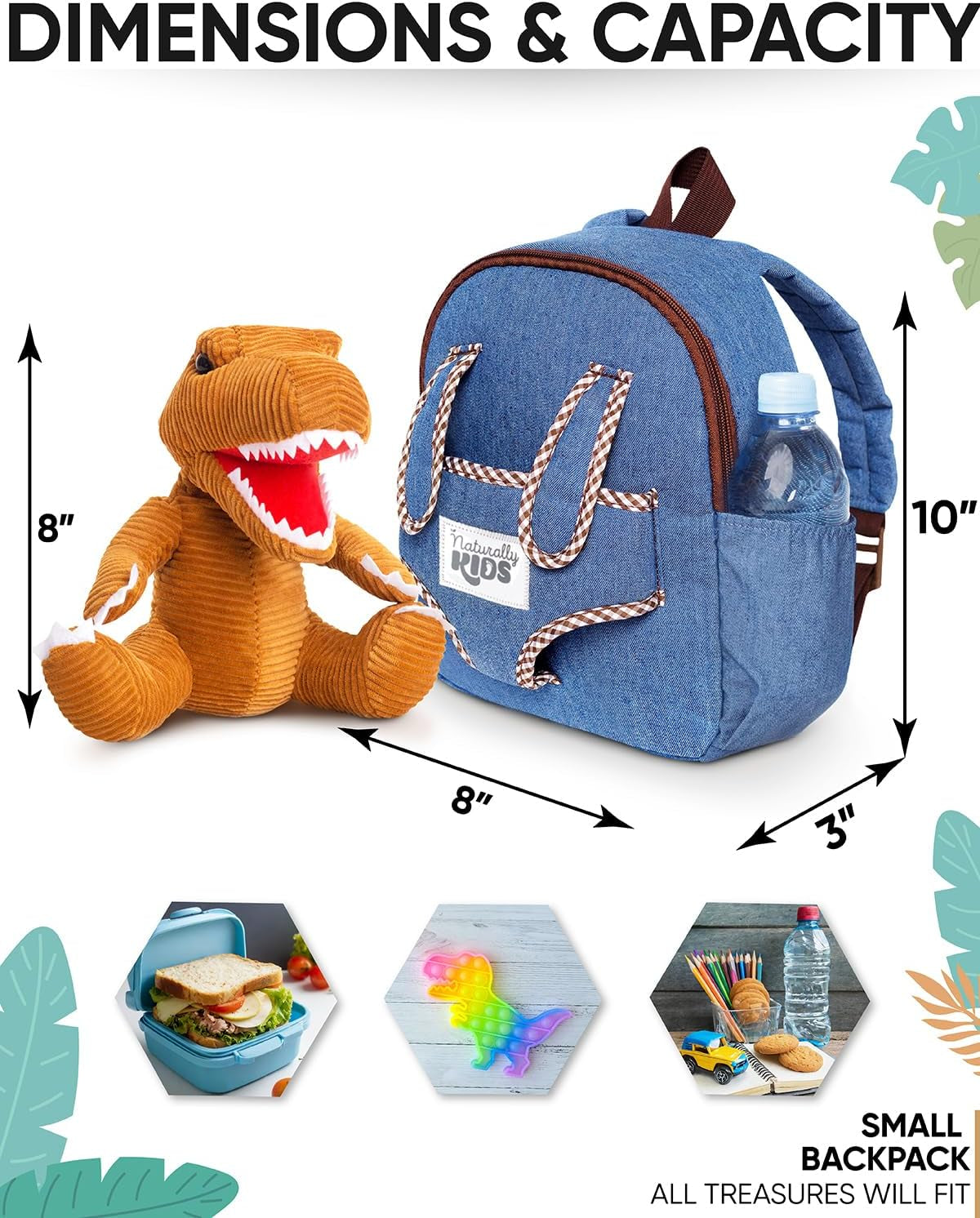 Dinosaur Backpack for Kids 3-5, Toddler Backpack for Boys with Detachable Dinosaur Toy with Pockets and Reflective Logo Patch