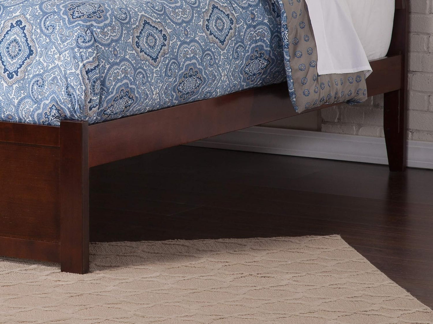 Concord Queen Size Platform Bed with Footboard & Storage Drawers in Walnut
