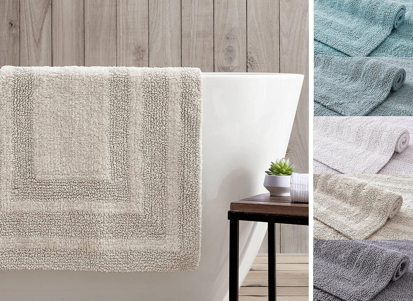 - Bathroom Rugs Set, Soft Tufted Cotton Bathroom Decor, Super Absorbent & Quick Dry (Logan Light Grey, 2 Piece)