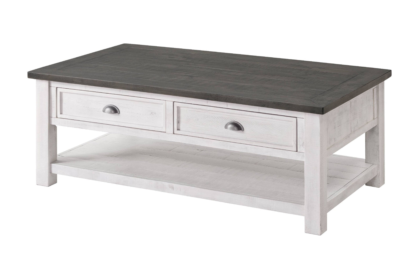 Monterey Solid Wood 2 Drawer Coffee Table White and Gray