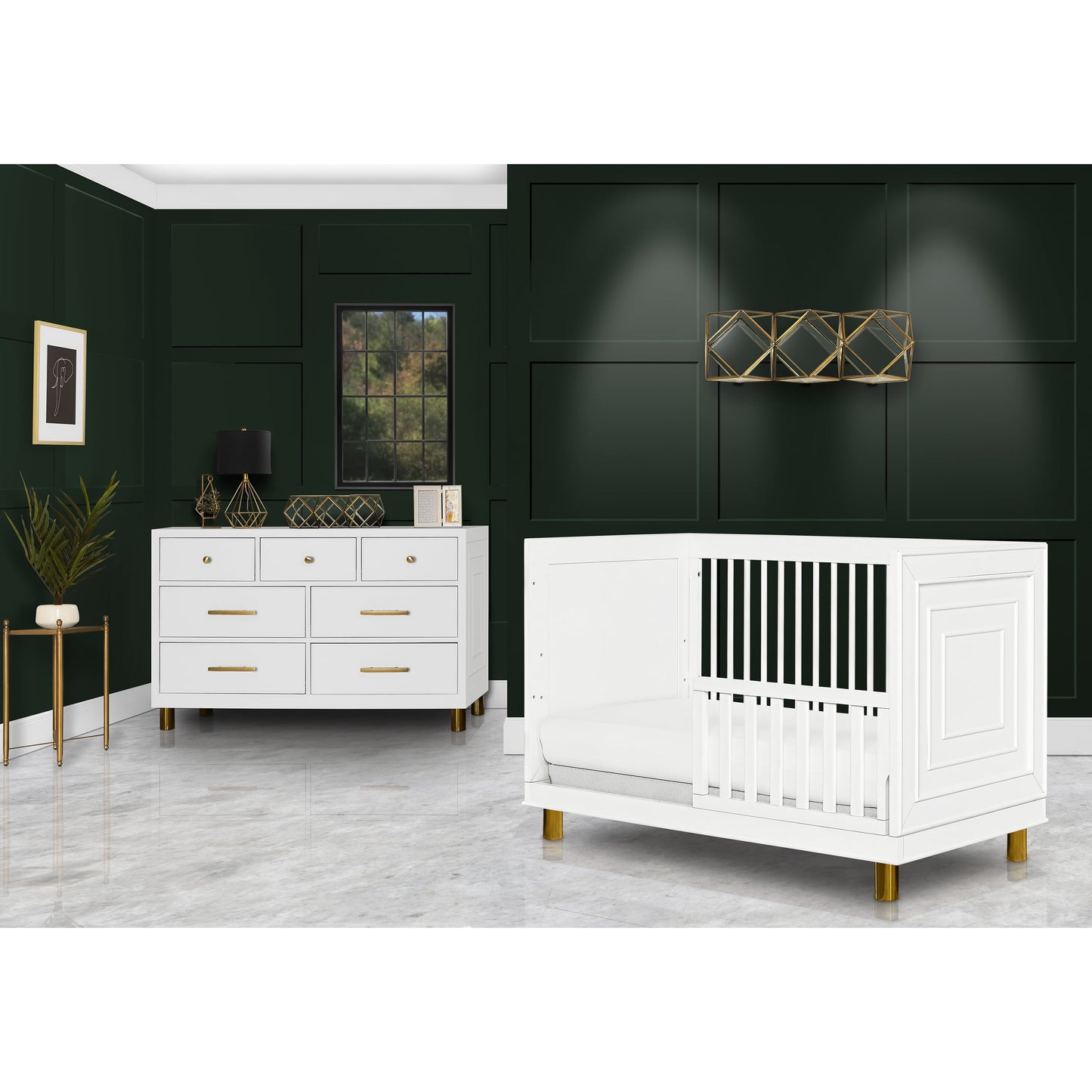 Art Deco Crib in White/Gold
