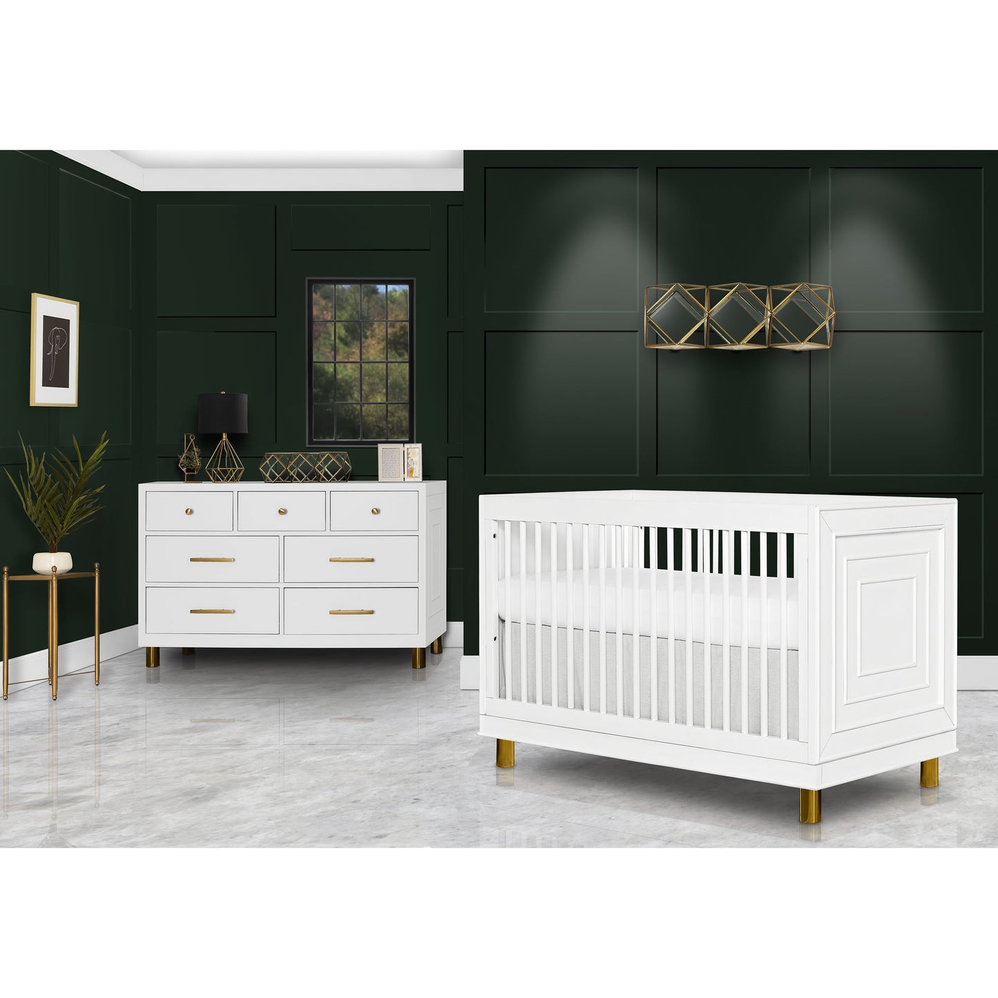 Art Deco Crib in White/Gold