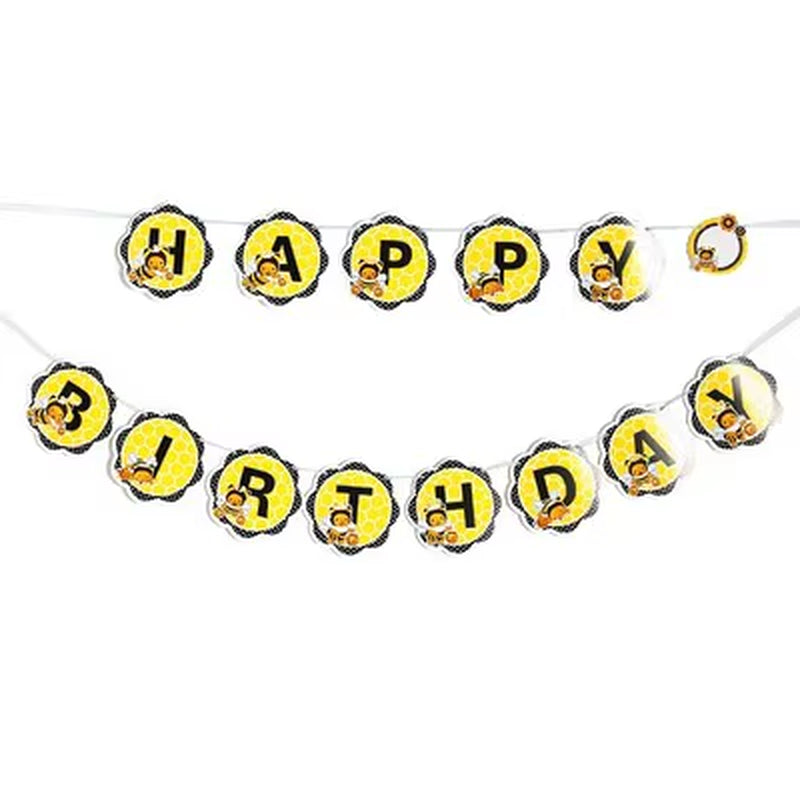 Bumble Bee Theme Party DIY Supplies Kids Birthday Party Decoration Latex Balloon Garland Disposable Tableware Set Baby Shower Su