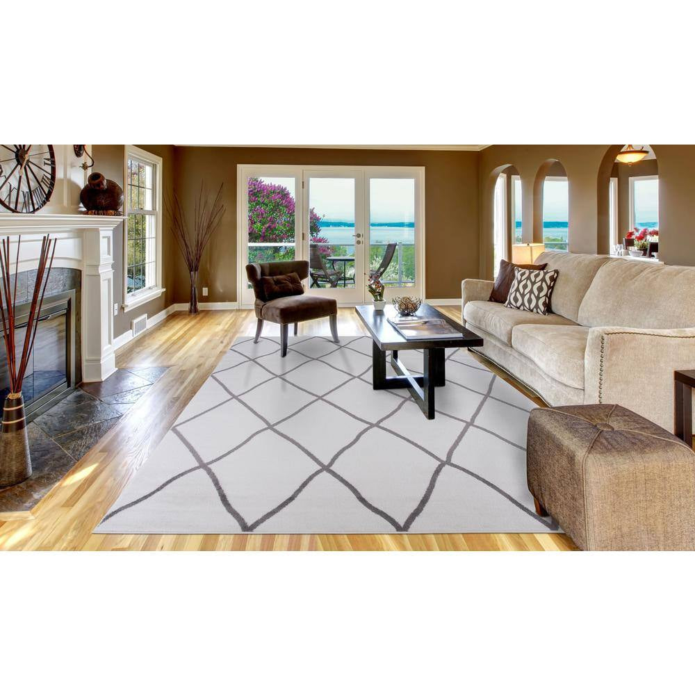 Madison Collection Diamond Ivory 3 Ft. X 4 Ft. Area Rug