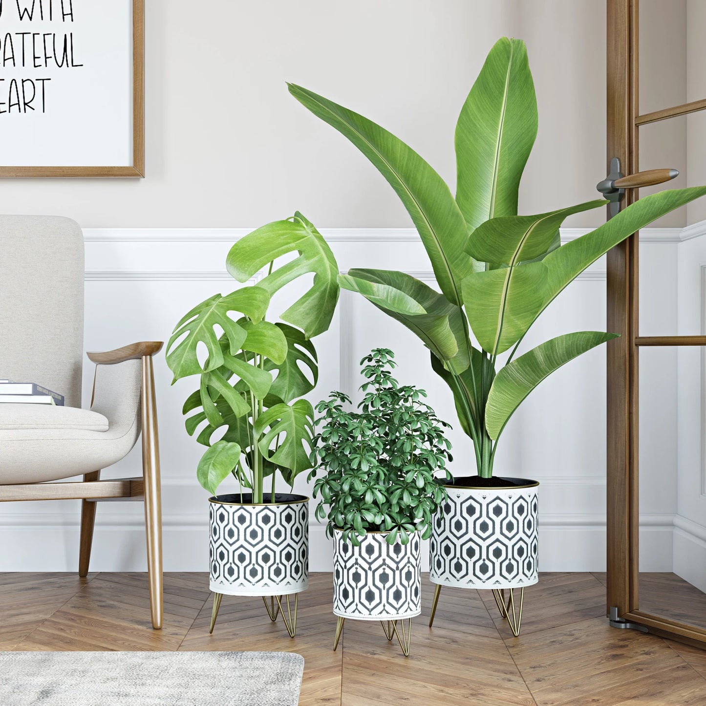 Andrey round Metal Modern Indoor Pot Planters (Set of 3)