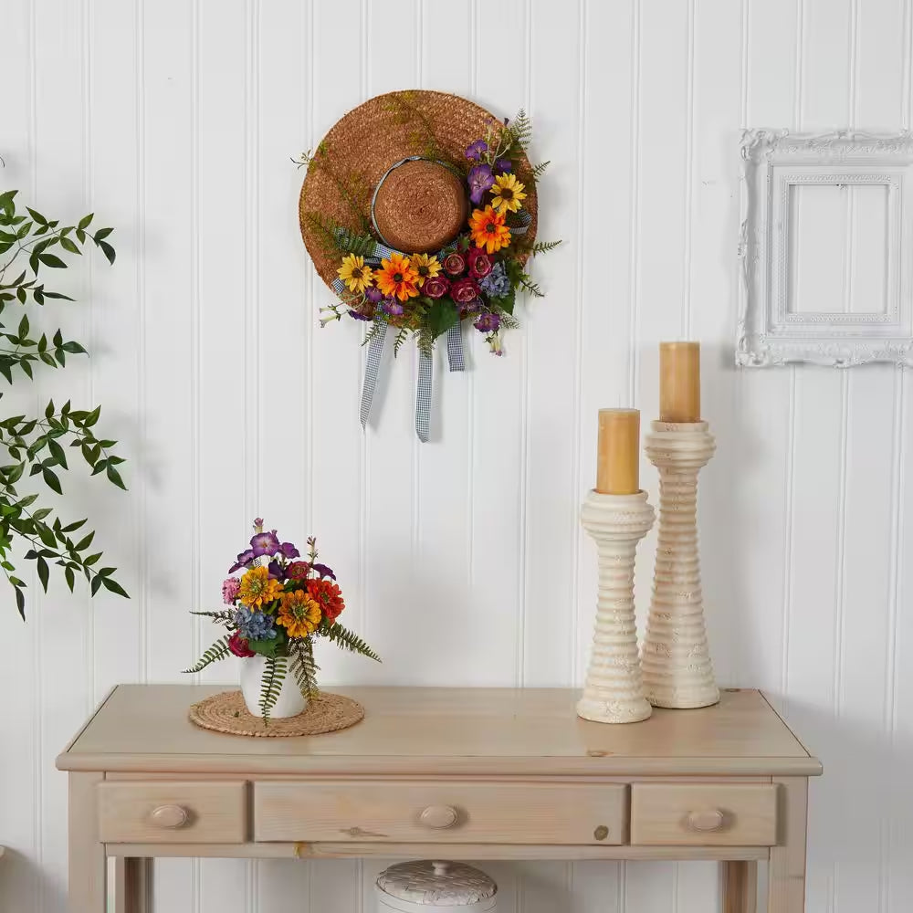 Mixed Flower 18 In. Artificial Hat Wreath