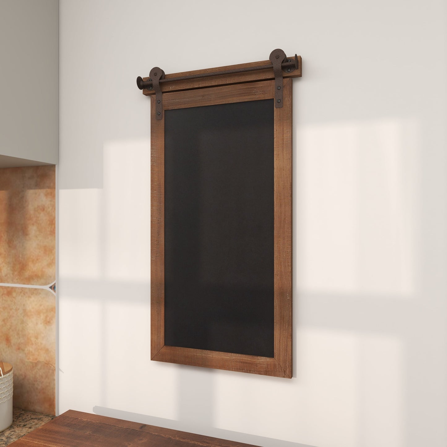Brown Wood Sign Wall Decor with Chalkboard
