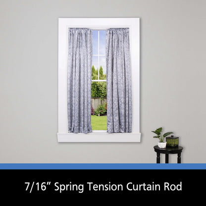 28-48 In. Adjustable Spring Tension Curtain Rod, 7/16 In. Diameter Steel Tube, Chrome Finish
