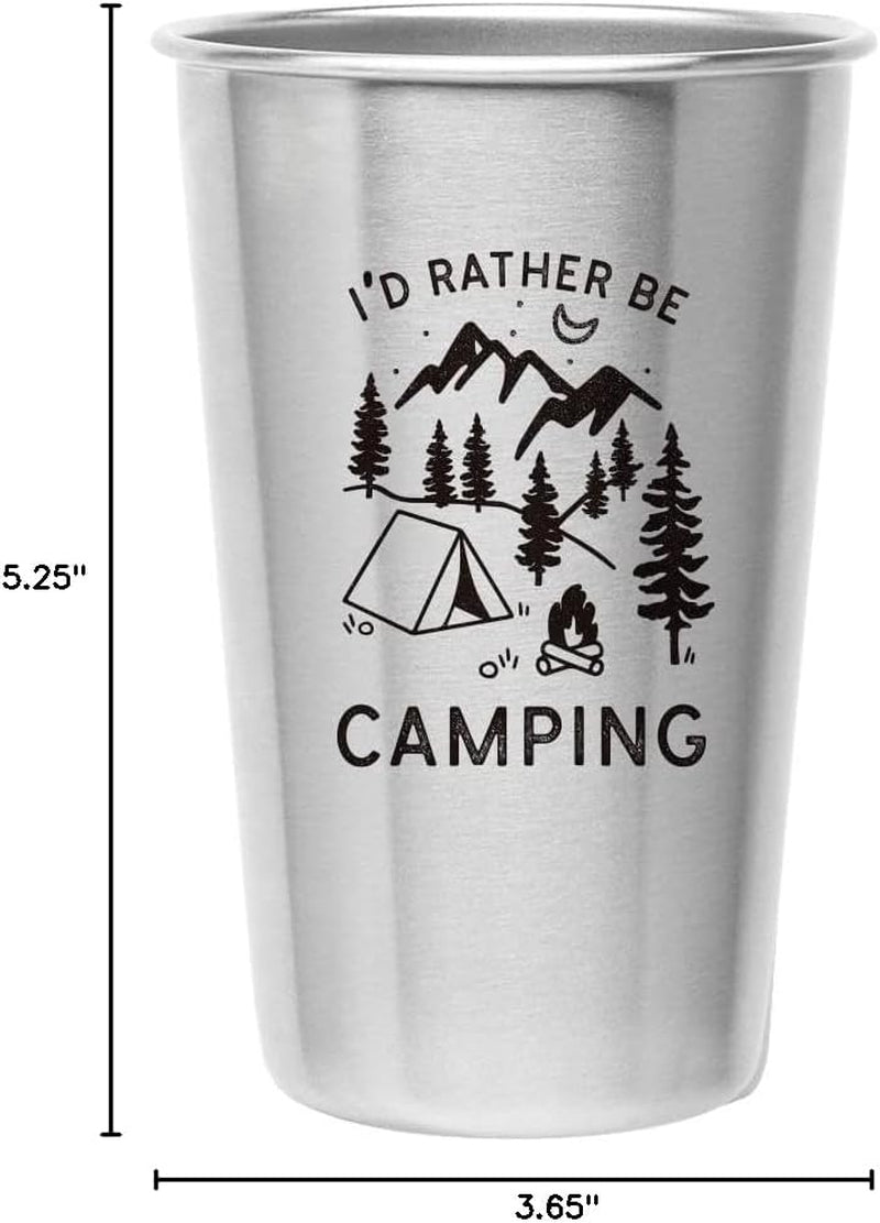 Rather Be Camping Stainless Steel Cup (16 Ounce) - Funny Gift Mug for Outdoorsmen - RV Gift, Happy Camper Gear Idea, Unique Travel Accessory for Coffee, Beer, Wine - Novelty Gift for Women