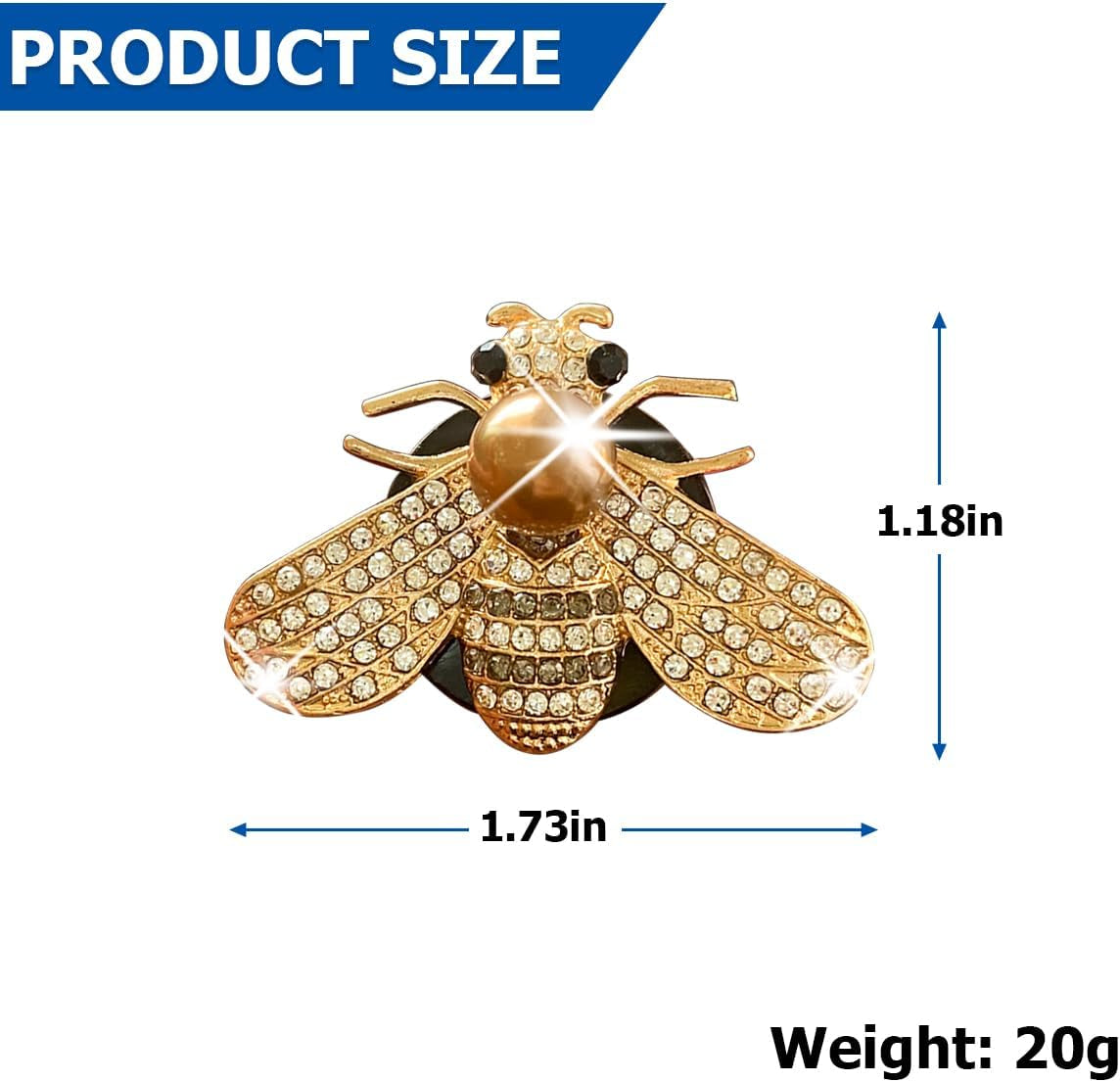 2 Pcs Bling Bee Air Vent Clips, Crystal Bee Car Air Conditioning Outlet Clip, Rhinestone Diamond Bee Auto Interior Decoration, Universal Vehicle Diffuser Vent Decors for Women (Style A)