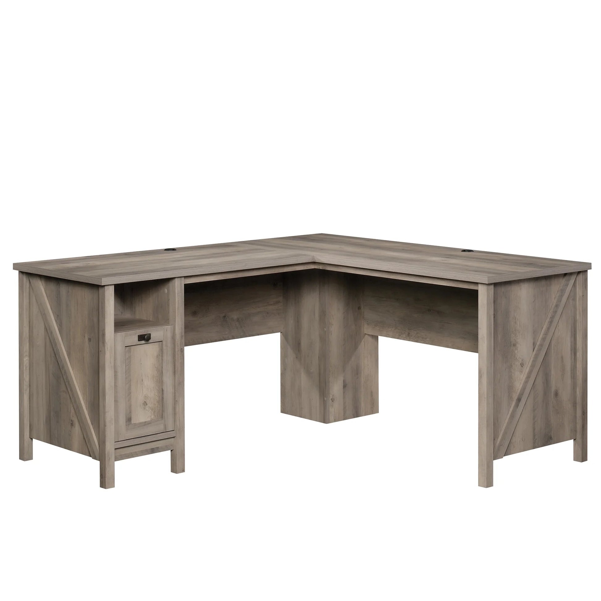 Modern Farmhouse L-Desk, Rustic Gray Finish
