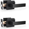 Matte Black Passage Door Levers Square Hall Closet Handles, Heavy Duty Interior Non-Locking Lever Sets, Reversible for Right & Left Side, 2 Pack