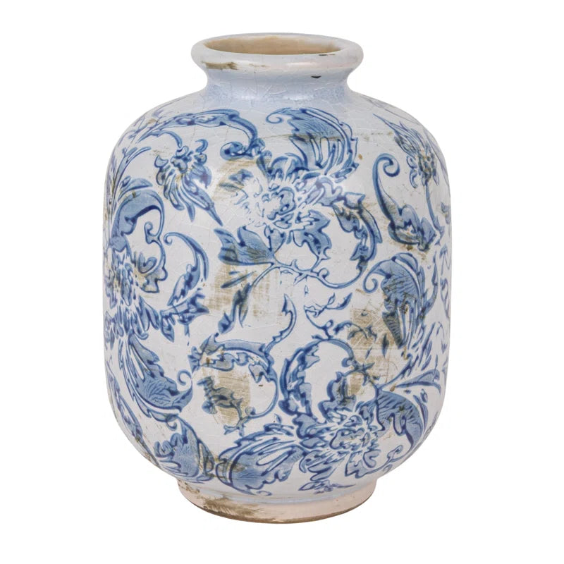 Decorative Terra-Cotta Vases with Heavy Distressing