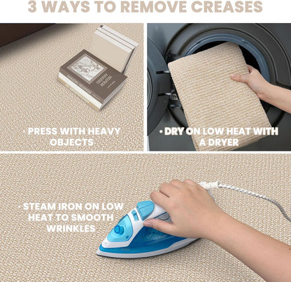 Washable Runner Rug 2X6 Ft Non Slip Runners for Hallways Cotton Rubber Backed Kitchen Runner Braided Indoor Floor Carpet Runners for Entryway, Hallway, Kitchen, Bedroom, Beige/White