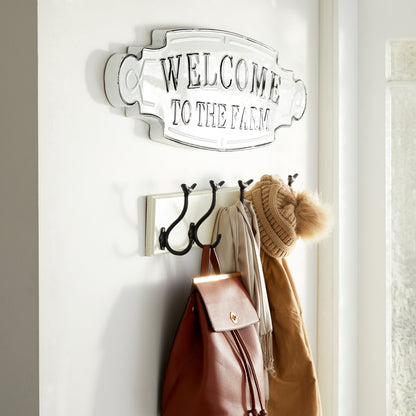 Indoor Black Iron Welcome Sign Wall Decor, Set of 1