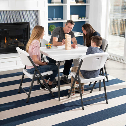 37 Inch Square Folding Table, Indoor/Outdoor Commercial Grade, White Granite (80783)