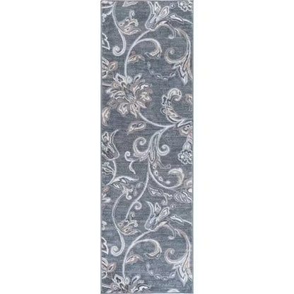 Madison Floral Gray 6 Ft. round Indoor Area Rug