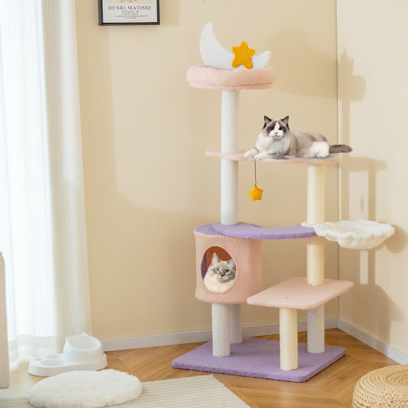 Multi-Level Cat Tower with Sisal Covered Scratching Posts for Small Cats