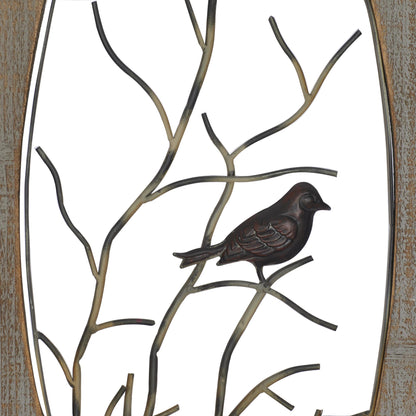 Brown Wood Bird Wall Decor with Tree Branches (2 Count)