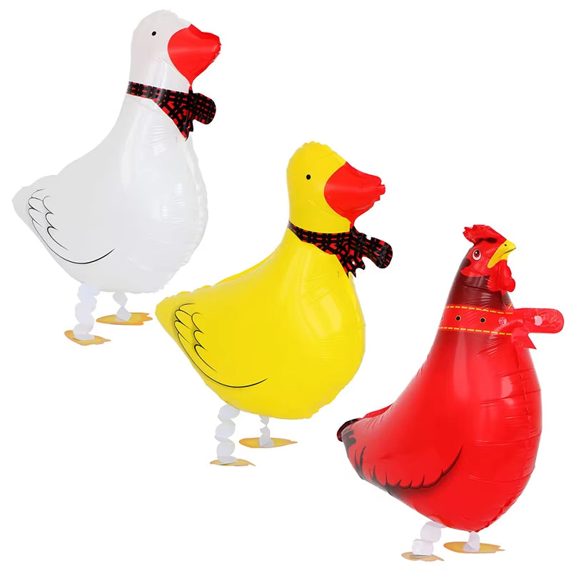 6Pcs Cute Duck Walking Balloons Farm Animal Foil Baloons Baby Farm Party Walking Ballon for Kids Boy Birthday Party Favor