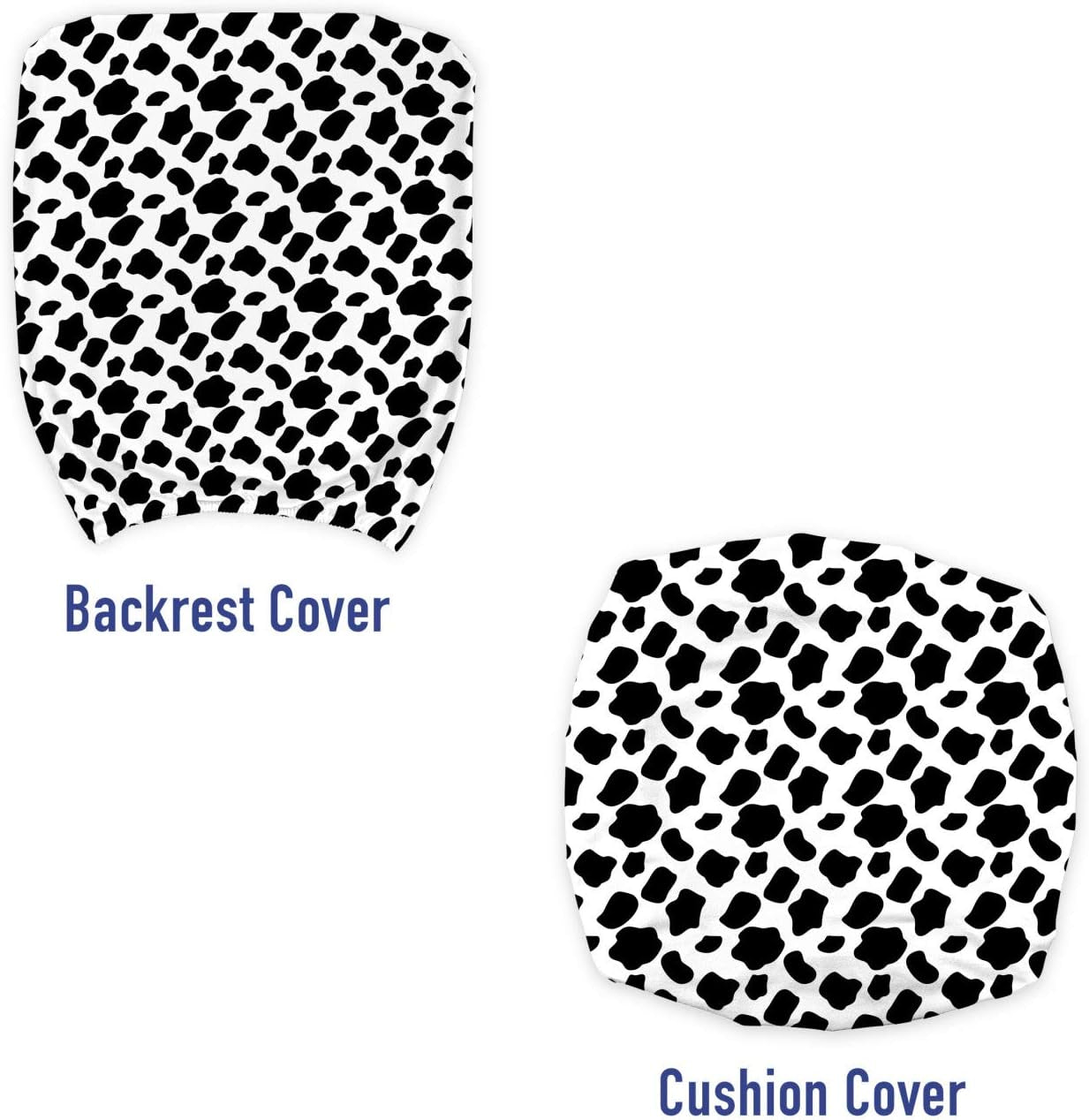 Cow Print Office Chair Slipcover, Cattle Skin Pattern Scattered Spots Animal Hide Plain and Pasture Theme, Protective Stretch Decorative Fabric Cover, Standard Size, White and Black