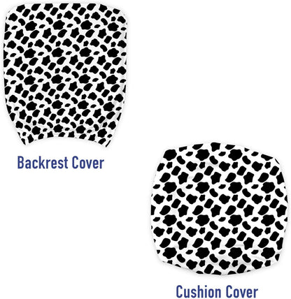 Cow Print Office Chair Slipcover, Cattle Skin Pattern Scattered Spots Animal Hide Plain and Pasture Theme, Protective Stretch Decorative Fabric Cover, Standard Size, White and Black