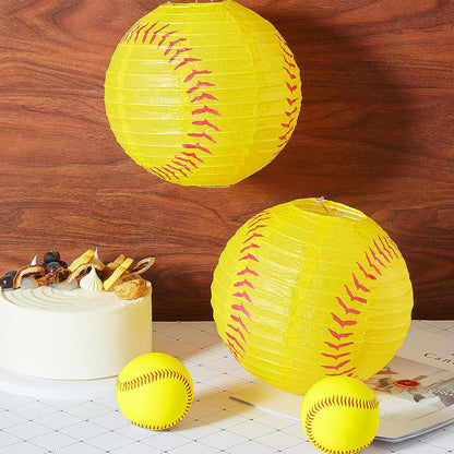 Softball Paper Lantern 8 Inches Softball Hanging Lantern Decoration for Sports Themed Party Festival Celebration(3 Pieces)