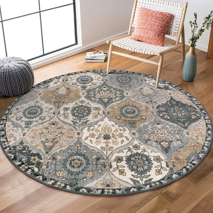 5'X7' Area Rug for Living Room Non-Slip Moroccan Indoor Washable Rug Ultra-Thin Foldable Soft Carpet Floral Accent Throw Rug for Kitchen Entryway Bathroom Bedroom Office Carpet,Grey