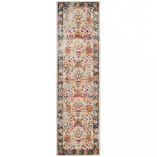 Madison Cream/Navy 2 Ft. X 6 Ft. Border Runner Rug
