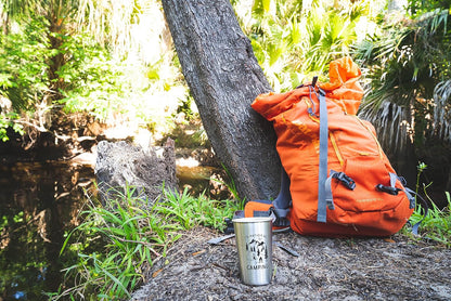 Rather Be Camping Stainless Steel Cup (16 Ounce) - Funny Gift Mug for Outdoorsmen - RV Gift, Happy Camper Gear Idea, Unique Travel Accessory for Coffee, Beer, Wine - Novelty Gift for Women
